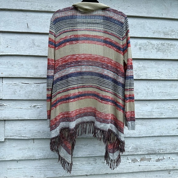 CANYON RIVER BLUES Boho Fringe Knit Open Cardigan size L and M made in the USA - Picture 5 of 6
